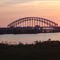 Bridge over the river IJssel in the evening