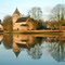 Old church of Oosterbeek (a battle of Arnhem monument), mirrored in the flooded Rhine river foreland, called PKN "Oude kerk Oosterbeek" The soldiers called it "Old Kirk"